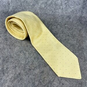 JONES NEW YORK MENS‎ TIE YELLOW WITH BLUE GEOMETRIC TEXTURED 100% SILK 3.5 x 57